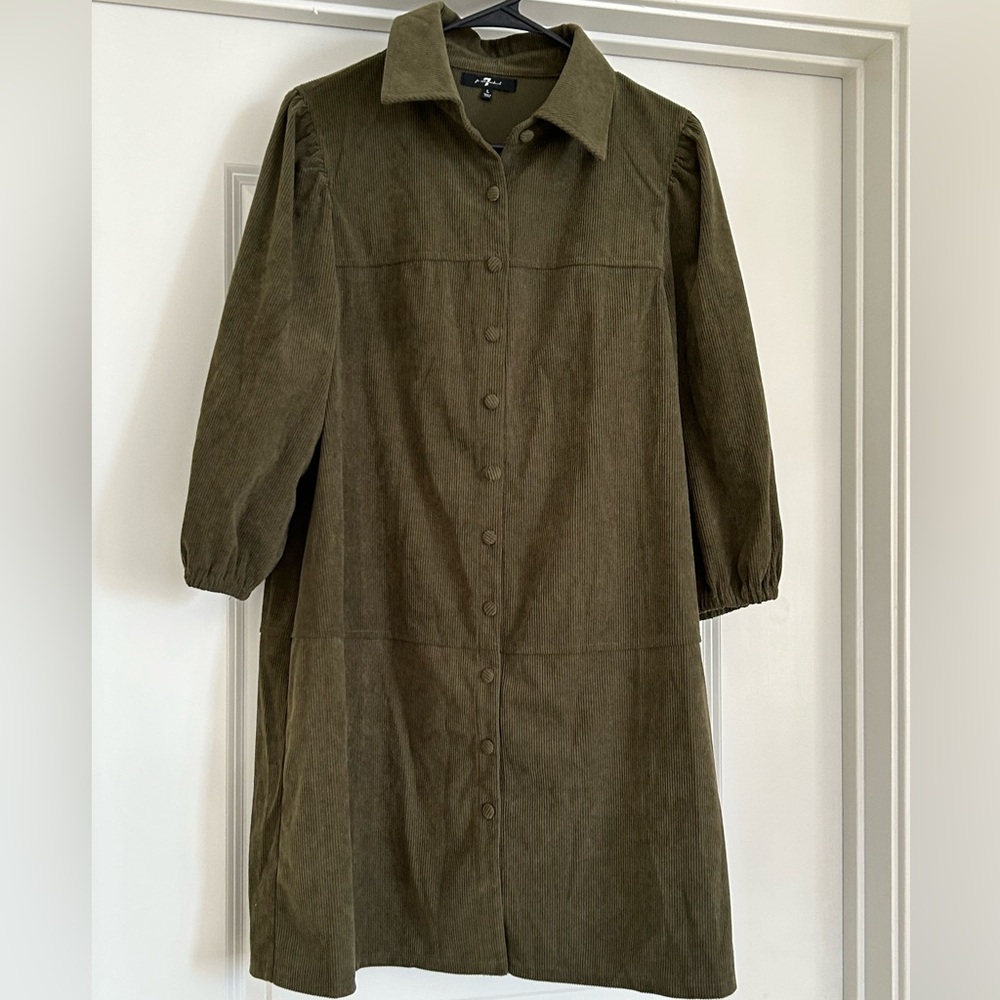 7 for All Mankind dark green button dress - medium
